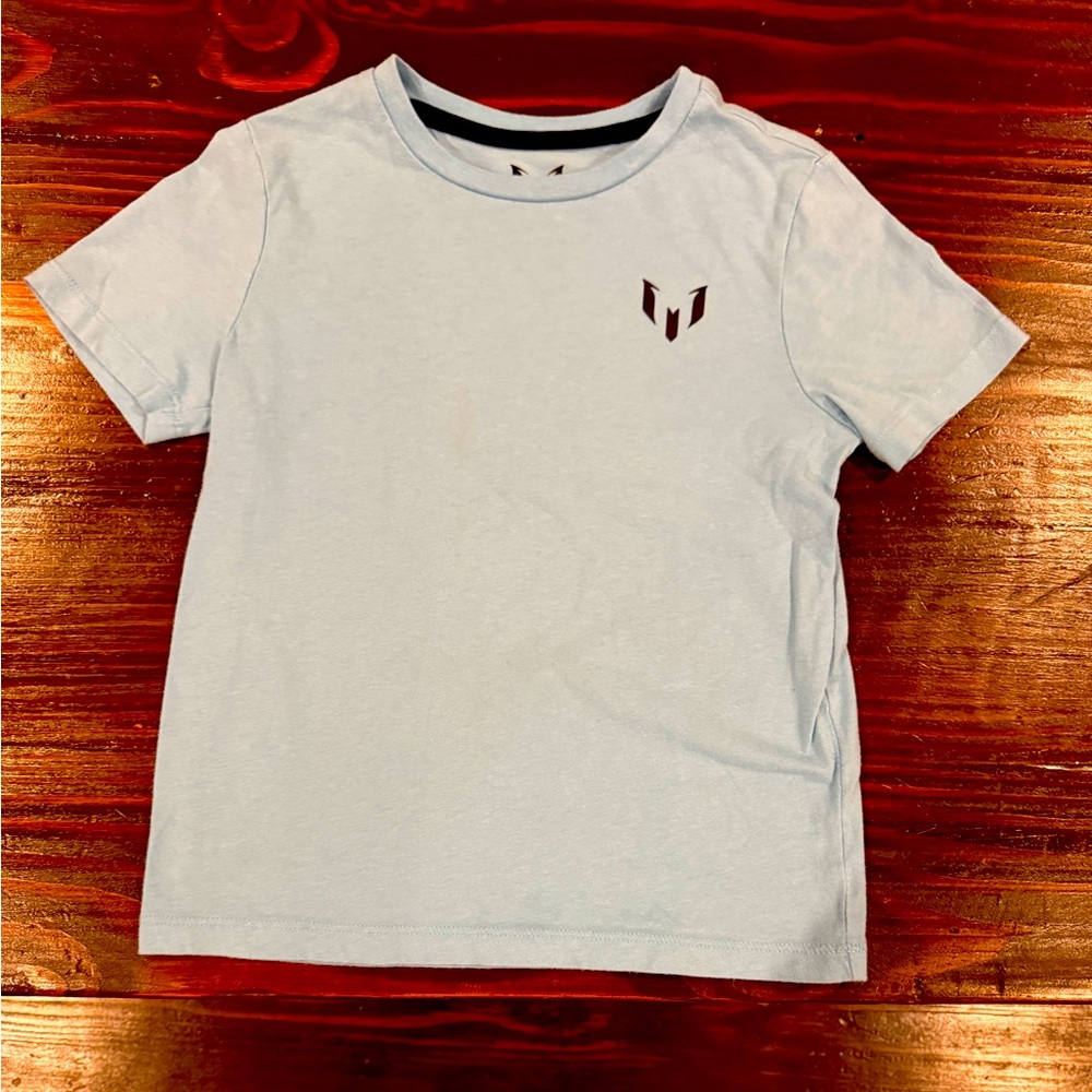 Messi authentic logo soccer player blue Tshirt size S